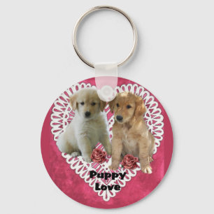 Gouden Retriever Puppies Valentijnsdag Sleutelhanger