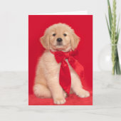 Gouden Retriever Puppy Blij Blaffend Kerstmis Kaart (Voorkant)