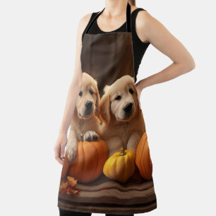 Gouden Retriever Puppy Herfst Plezier Pompoen  Schort