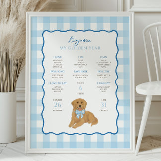 Gouden Retriever Puppy Hond 1e Verjaardag Mijlpaal Poster