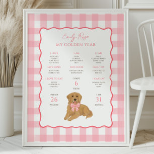 Gouden Retriever Puppy Hond 1e Verjaardag Mijlpaal Poster