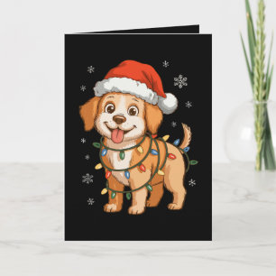 Gouden Retriever Puppy Hond Kerstman Hoed Kerstmis Kaart