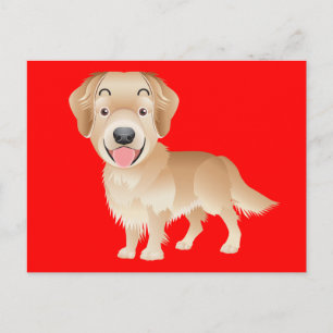 Gouden Retriever Puppy Hond Rode Ansichtkaart Briefkaart