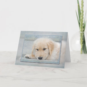 Gouden Retriever-puppy in blauwe lijst Kaart