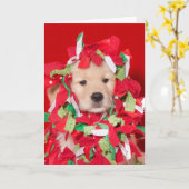 Gouden Retriever Puppy in Kerstslinger Verward Kaa Kaart (Gele Bloem)