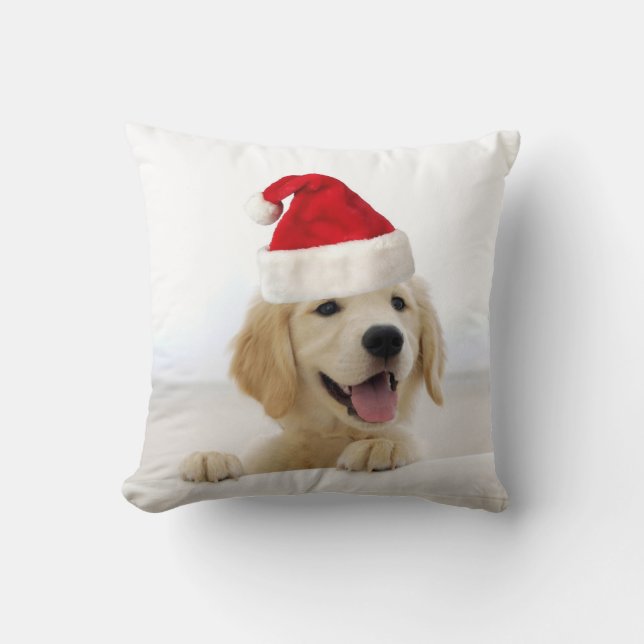 Gouden Retriever Puppy Kerstkussen Kussen (Voorkant)