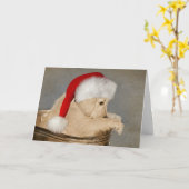 Gouden Retriever Puppy Kerstmis Kaart (Gele Bloem)