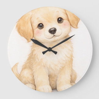Gouden Retriever Puppy Nursery Muurdecoratie | Grote Klok
