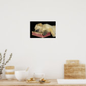 gouden retriever puppy slaapt op boek poster (Keuken)