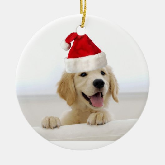 Gouden Retriever Puppy Vakantie Kerstmis Ornament (Voorkant)