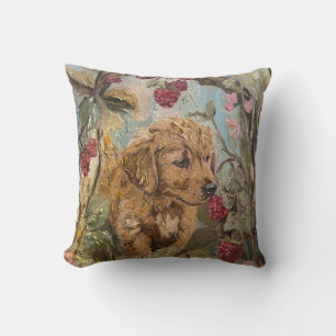 Gouden Retriever Puppy Whimsical Honden Framboos Kussen