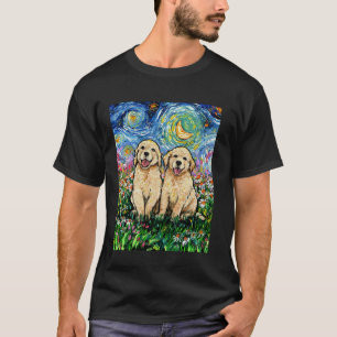 Gouden Retriever Pups Schattige Sterrennacht Hond  T-shirt
