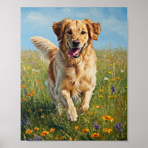 Gouden Retriever Ren   Impressionistische Kunst Poster
