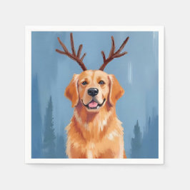 Gouden Retriever Rendier Geweien Kerst Hond Servet