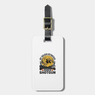 Gouden Retriever Rijdt Schotshot Halloween Heksenk Bagagelabel