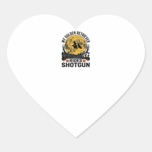 Gouden Retriever Rijdt Schotshot Halloween Heksenk Hart Sticker