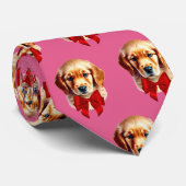 Gouden Retriever Rode Strik Stropdas (Opgerold)