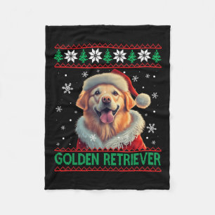 Gouden Retriever Santa Hat Lelijke Kerstmis Fleece Deken