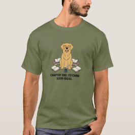Gouden Retriever Schrijver Lezer Donkergroene Graf T-shirt