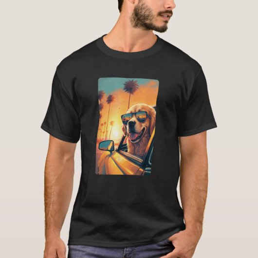 Gouden Retriever Shirt Bril Auto Grappige Gouden R (Voorkant)