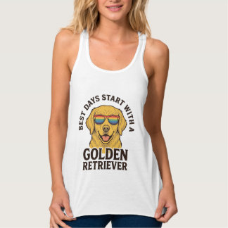Gouden Retriever-shirt met retro zonnebril hond A Tanktop