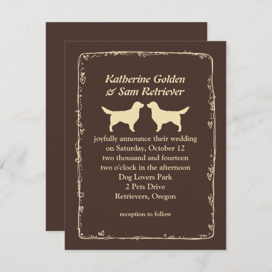 Gouden Retriever Silhouetten Bruiloft Aankondiging (Voorkant / Achterkant)