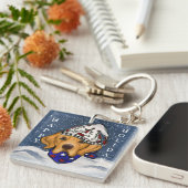 Gouden Retriever Sleutelhanger (Voorkant Rechts)