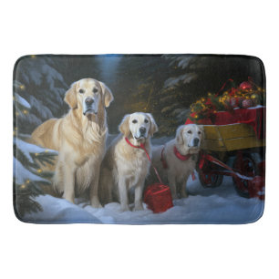 Gouden Retriever Sneeuw Slede Kerst Decoratie Badmat