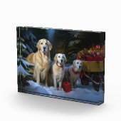 Gouden Retriever Sneeuw Slede Kerst Decoratie Fotoblokken (Rechts)