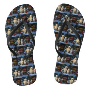 Gouden Retriever Sneeuw Slede Kerst Decoratie Teenslippers