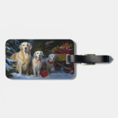Gouden Retriever Sneeuwslee Kerst Decor Bagagelabel (Achterkant horizontaal)