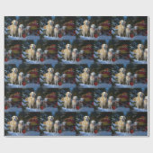 Gouden Retriever Sneeuwslee Kerst Decor Cadeaupapier (Vlak)