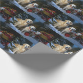 Gouden Retriever Sneeuwslee Kerst Decor Cadeaupapier (Hoek)