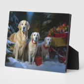 Gouden Retriever Sneeuwslee Kerst Decor Fotoplaat (Zijkant)