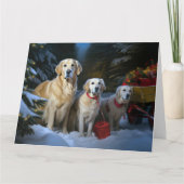 Gouden Retriever Sneeuwslee Kerst Decor Kaart (Voorkant)
