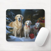 Gouden Retriever Sneeuwslee Kerst Decor Muismat (Met muis)
