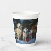 Gouden Retriever Sneeuwslee Kerst Decor Papieren Bekers (Achterkant)