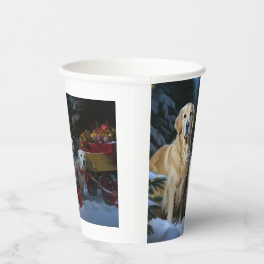 Gouden Retriever Sneeuwslee Kerst Decor Papieren Bekers (Rechts)