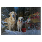 Gouden Retriever Sneeuwslee Kerst Decor Snijplank (Voorkant)
