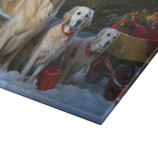 Gouden Retriever Sneeuwslee Kerst Decor Snijplank (Hoek)