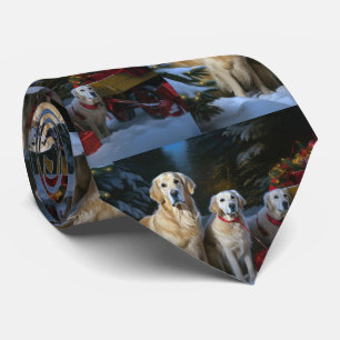 Gouden Retriever Sneeuwslee Kerst Decor Stropdas