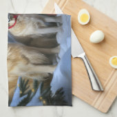 Gouden Retriever Sneeuwslee Kerst Decor Theedoek (Quarter Fold)