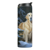 Gouden Retriever Sneeuwslee Kerst Decor Thermosbeker (Gedraaid links)