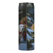 Gouden Retriever Sneeuwslee Kerst Decor Thermosbeker (Achterkant)