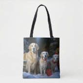 Gouden Retriever Sneeuwslee Kerst Decor Tote Bag (Voorkant)