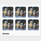 Gouden Retriever Sneeuwslee Kerst Decor Vierkante Sticker (Vel)