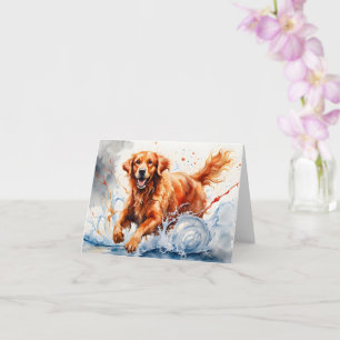 Gouden Retriever Spatskunst Aquarel Blank Kaart