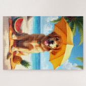 Gouden Retriever Strand Relax Scene Legpuzzel (Horizontaal)