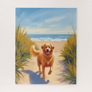 Gouden Retriever Strandpad   Ocean Dog Huisdier Legpuzzel
