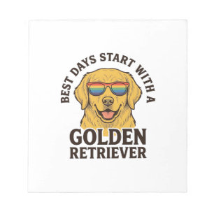 Gouden Retriever T-shirt met Retro Zonnebril Hond Notitieblok